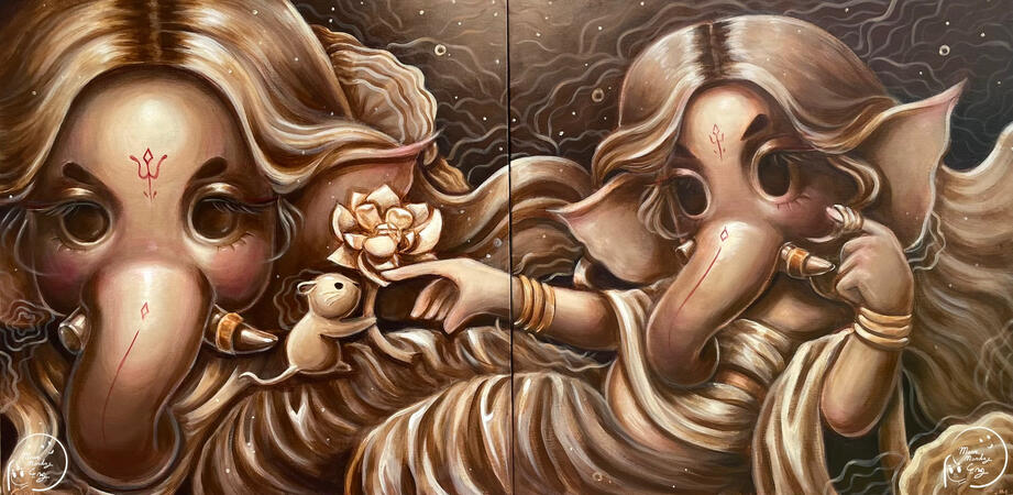 GANESHA | 40x40 cm (2 Canvas) | Acrylic color on canvas
